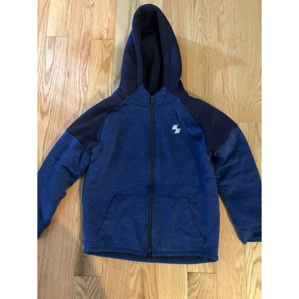 Place Sport Youth Boys Medium 7/8 Blue & Black Hooded Jacket Winter Coat